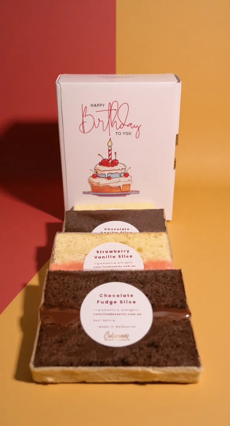 Personalised Get Well Cake Card with two gourmet cake slices